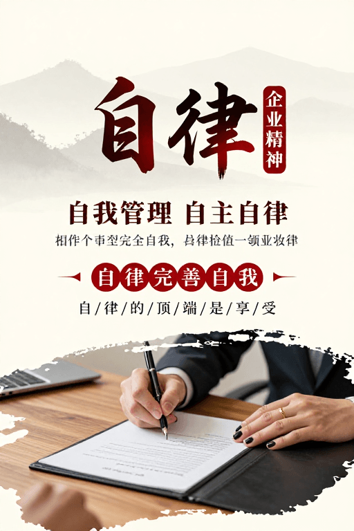 现代商务素材：东方美学现代商务融合：自律精神海报