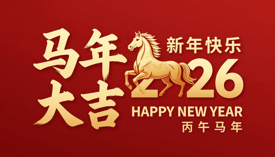 春节贺岁素材：马年贺岁金红书法海报：2026新年祝福设计