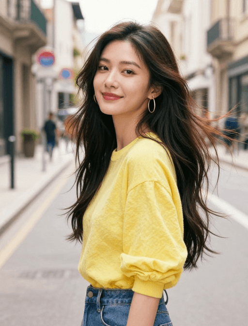 彩铅插画素材：法式治愈彩铅少女：阳光街道上的艺术瞬间