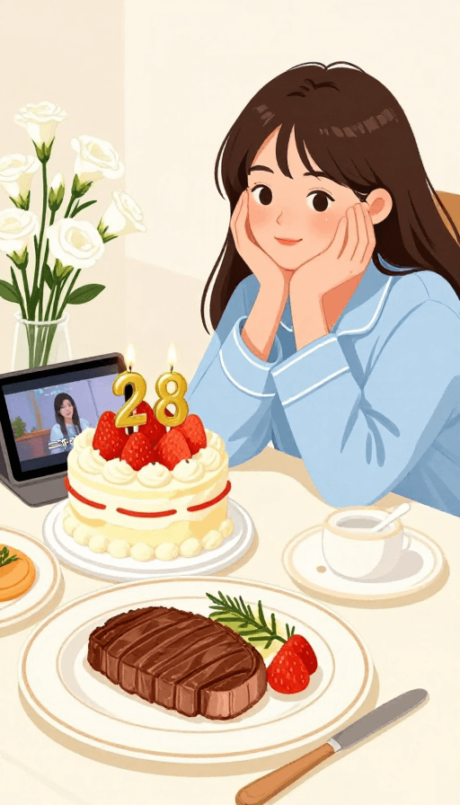 《二十不惑》素材：28岁生日插画：草莓蛋糕与《二十不惑》的温馨回忆