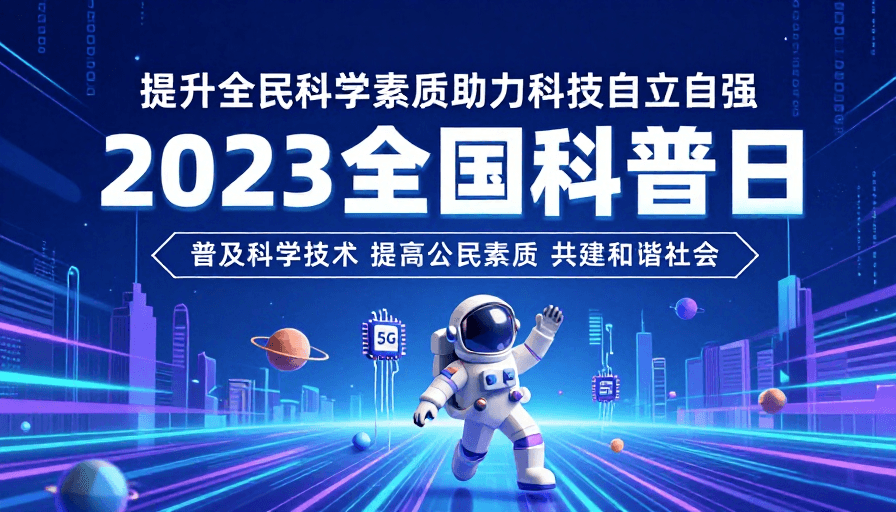 科技海报素材：2023全国科普日：科技引领未来
