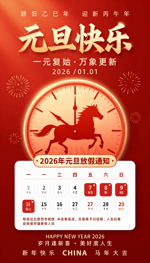 春节素材：2026年元旦喜庆海报：传统与现代融合设计
