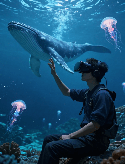 元宇宙素材：元宇宙未来：中国少年沉浸超现实海洋VR幻境