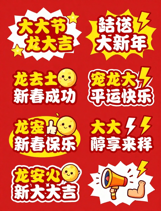 新年祝福素材：红色活力手绘激励海报，职场新年祝福场景