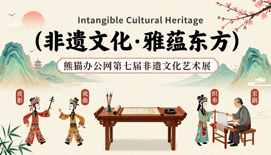 手绘海报素材：非遗雅韵·东方诗意手绘海报