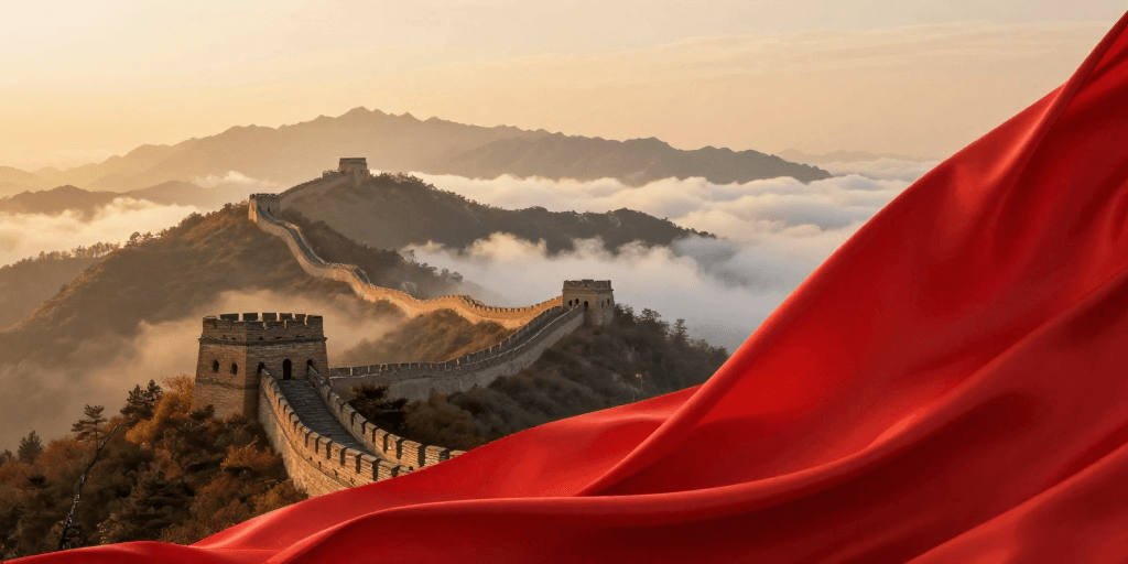 晨曦光影素材：晨曦金辉长城：史诗中国风壮美画卷