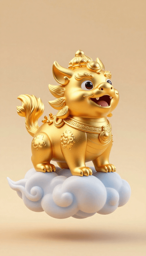 头像素材素材：金萌蒙古小貔貅仙云飘荡超可爱
