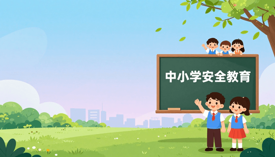 安全教育素材：清新教育背景：中小学安全主题插画