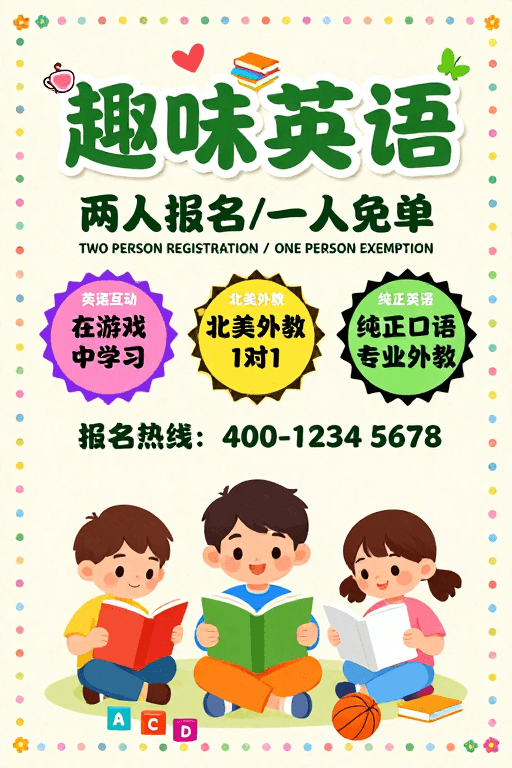 清新插画风素材：童趣盎然 趣味英语启蒙