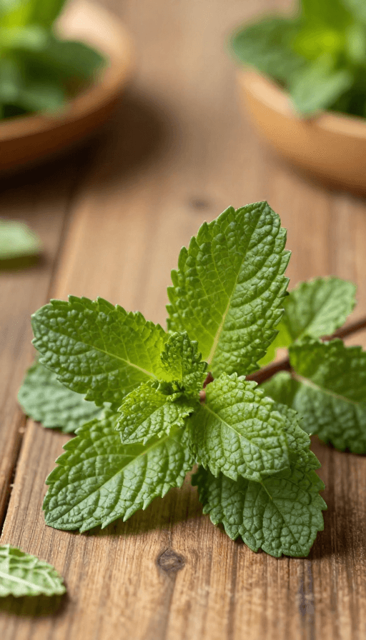 绿色生态素材：天然中草药薄荷实拍：传统药膳的清新绿意