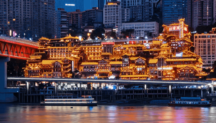 旅游宣传素材：重庆洪崖洞暮色流光：夜景摄影大片