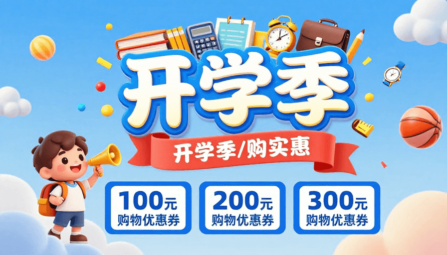 教育促销素材：开学季欢乐促销 童真童趣满优惠