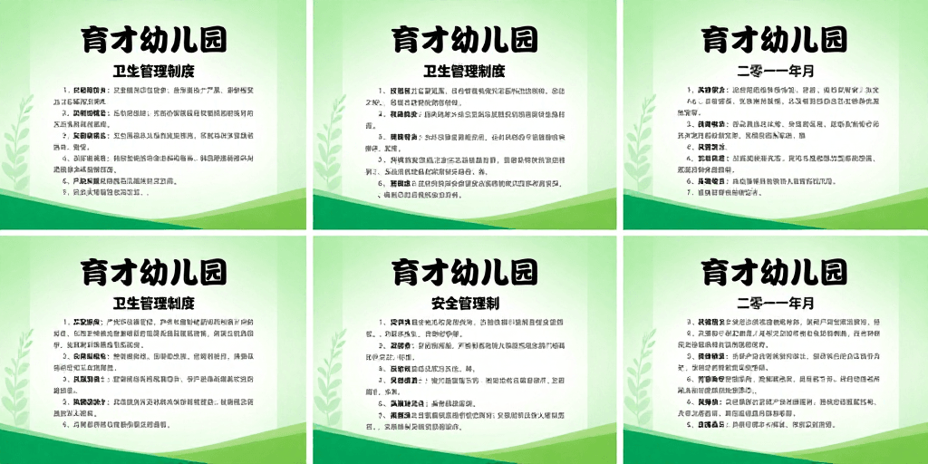 绿色渐变背景素材：育才幼儿园四联管理制度海报：绿色专业设计