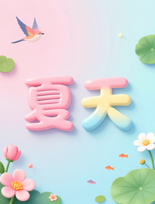 甜美氛围素材：清新夏日：甜美渐变与生机元素