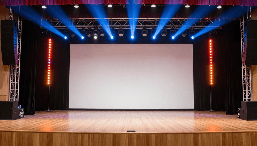 专业摄影素材：专业舞台布景：冷暖光影下的沉浸式演出现场