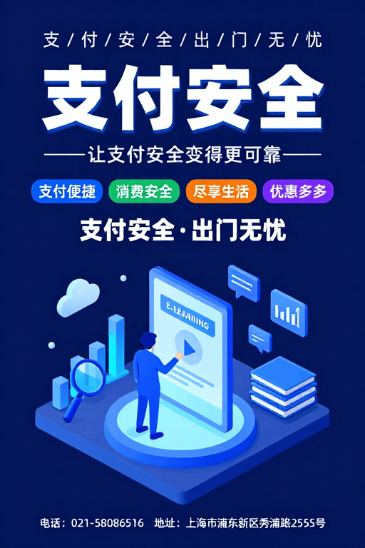 科技插画素材：科技支付安全海报：等距插画展现无忧未来