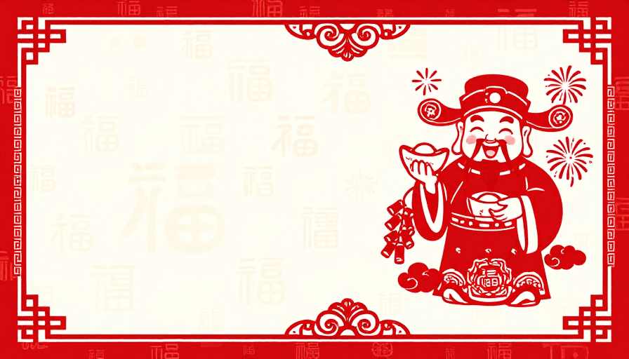 吉祥图案素材：传统剪纸财神图，喜庆红色福字背景