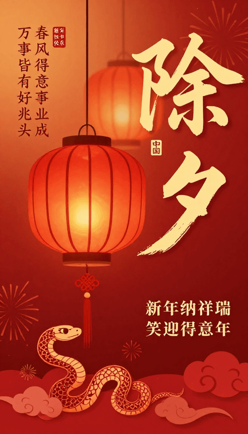 生肖插画素材：新春佳节：传统宫灯与书法的喜庆画卷