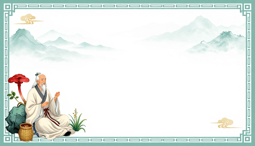 中医文化素材：青绿水墨中医意境留白背景插画