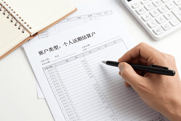 商务场景素材：精准记录：银行流水单与办公桌面的专业展示