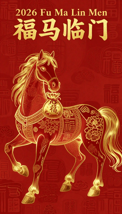 国风奇幻素材：国风衔福吉马：2026祥瑞艺术插画