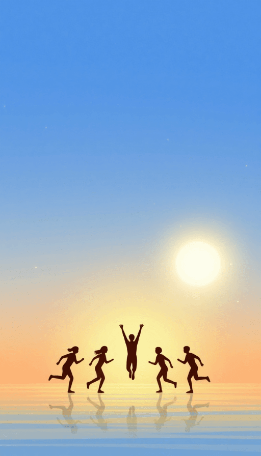背景设计素材：希望之光：极简梦幻人物剪影插画