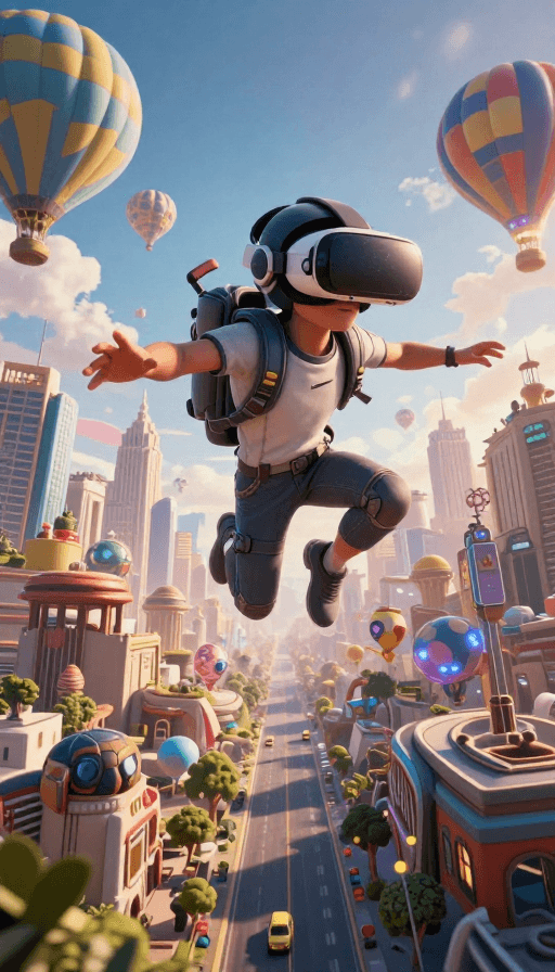 虚拟现实素材：赛博朋克VR：梦幻穿梭全球旅游景点