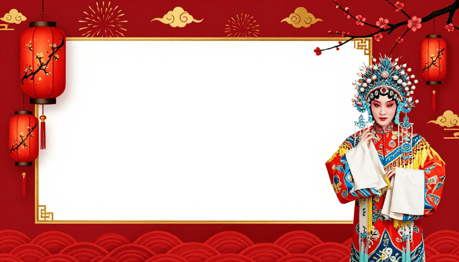 春节氛围素材：喜庆红金中国风节日插画背景