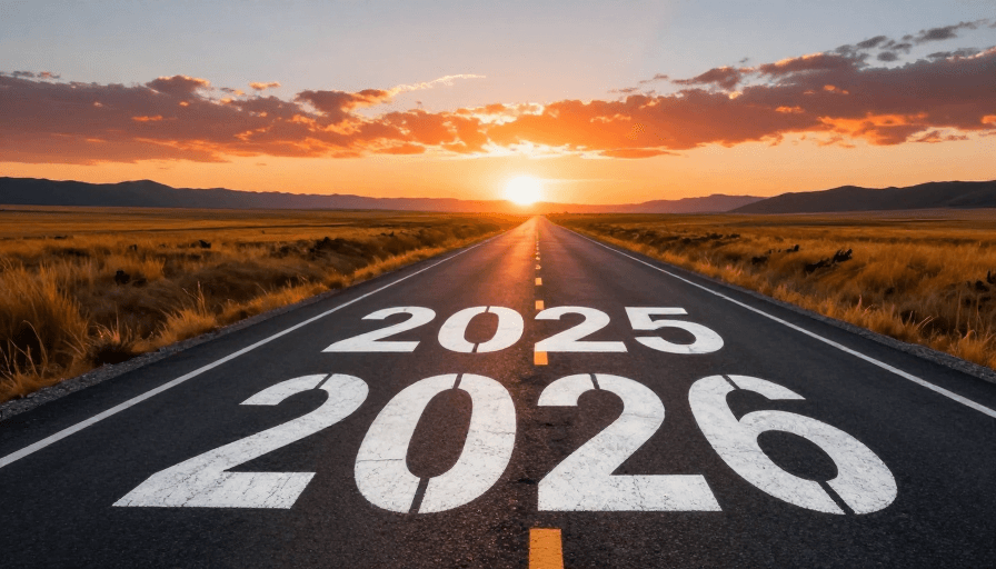 公路风景素材：2025至2026：逆光公路指引新年展望