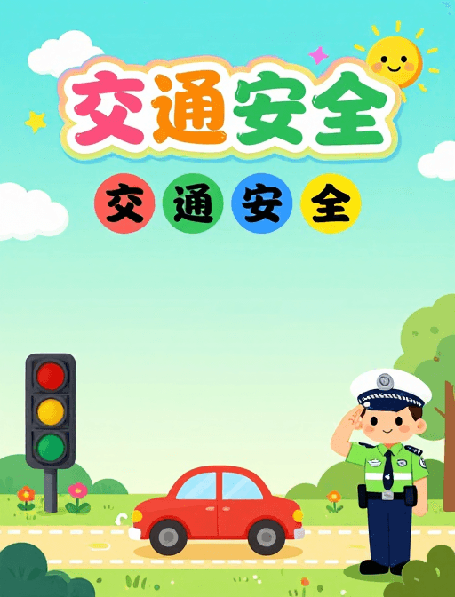 卡通风格素材：童趣卡通交通安全手抄报设计