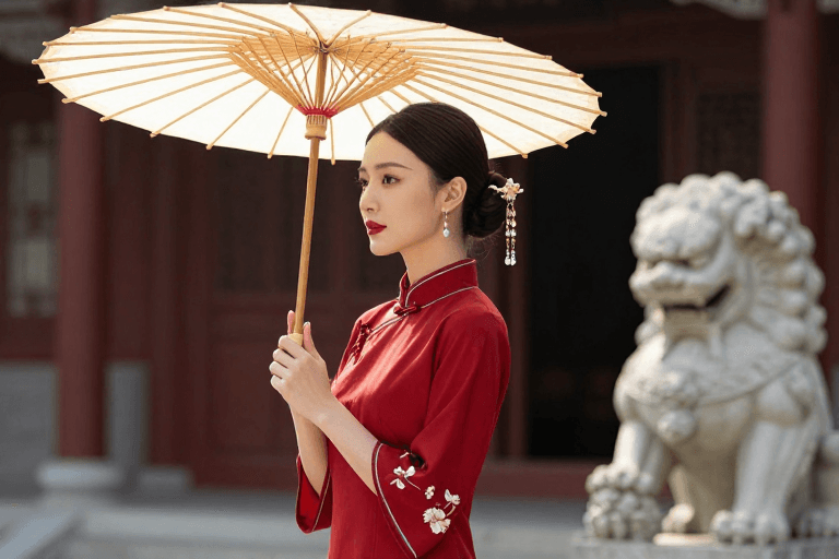 古典美学素材：红妆古韵：中式风情人像摄影