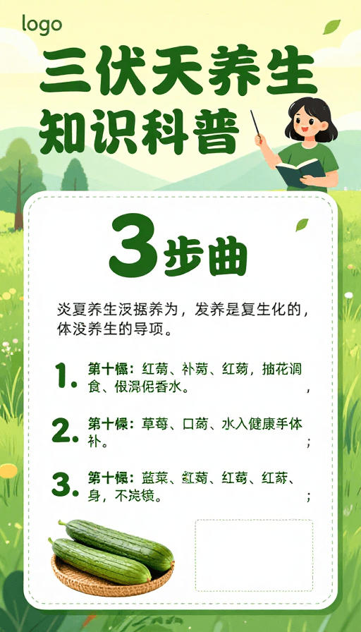 视觉引导素材：三伏天养生指南：夏季健康与自然关怀的科普海报