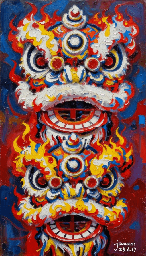 抽象构图素材：烈焰醒狮：波洛克抽象艺术杰作