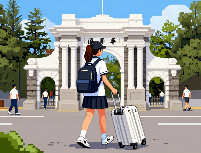 像素插画素材：像素风清华高考生：2025届学子启程