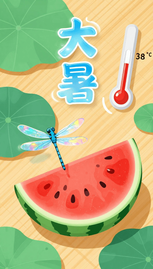 艺术字体设计素材：大暑清凉：扁平插画中的夏日冰爽意境