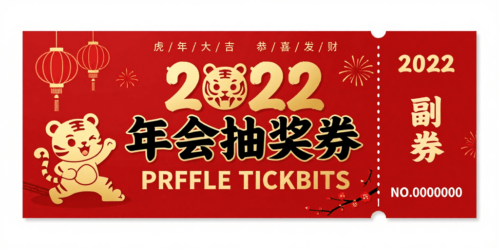 春节喜庆素材：喜庆中国风2022年会抽奖券设计