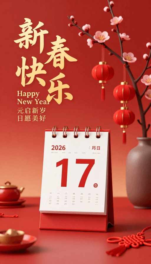 暖红渐变素材：新春红韵：2026年节日仪式感海报