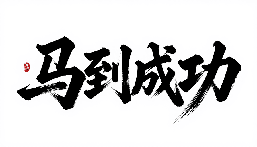 马到成功素材：草书书法“马到成功”艺术字设计