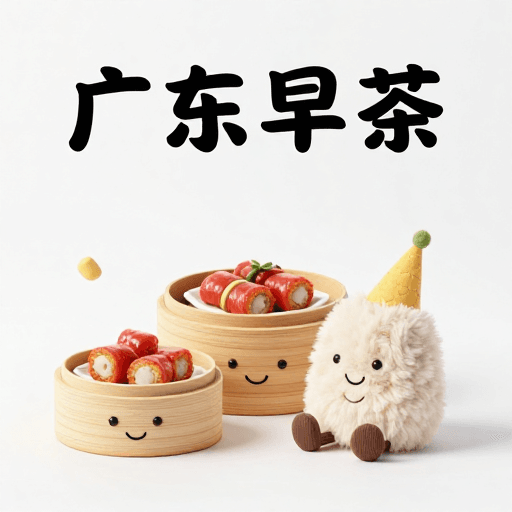 毛绒玩具素材：萌趣广东早茶Jellycat玩偶，毛茸茸创意展示