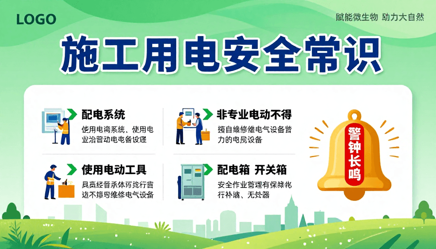 安全教育素材：绿色生态施工用电安全宣传海报