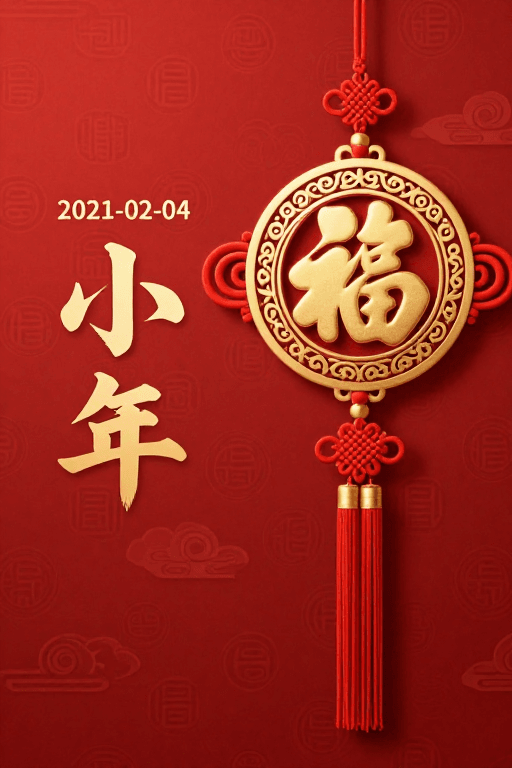 小年素材：金红福字小年海报 传统喜庆中国风设计