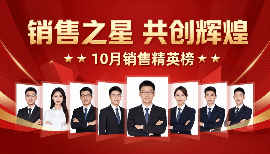 红色渐变素材：销售精英荣耀时刻：金色设计彰显现代商务风采