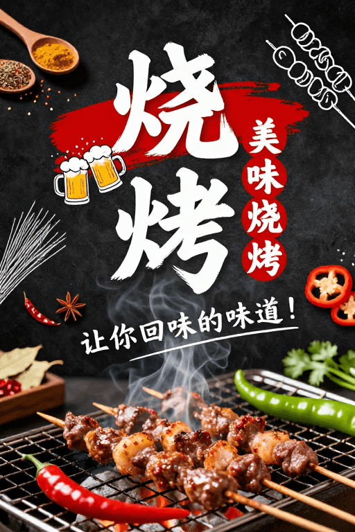 味觉视觉设计素材：中式烧烤 烟火气中的美味诱惑
