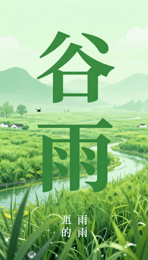 水墨风素材：谷雨诗意：水墨风文字艺术海报设计