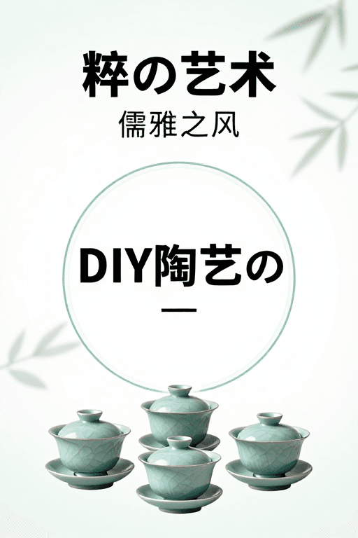 陶瓷艺术素材：清新极简风陶瓷艺术海报：DIY陶艺の雅致生活