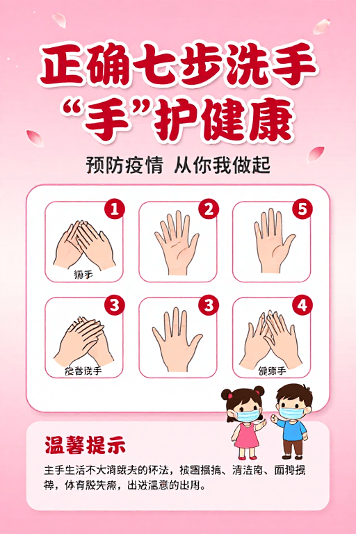 公益宣传素材：七步洗手法：手护健康，从心开始