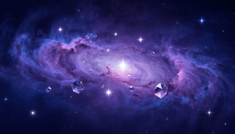 宇宙星空素材：梦幻星云与星际晶体的深邃宇宙艺术背景