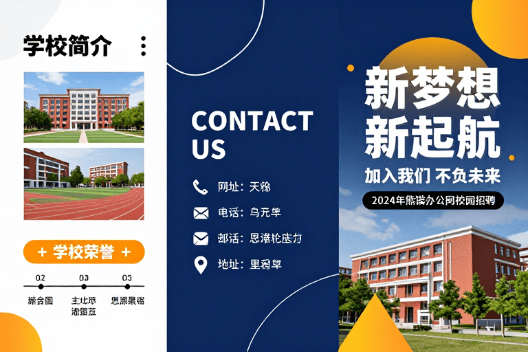 校园招聘素材：现代商务校园宣传海报：新梦想启航