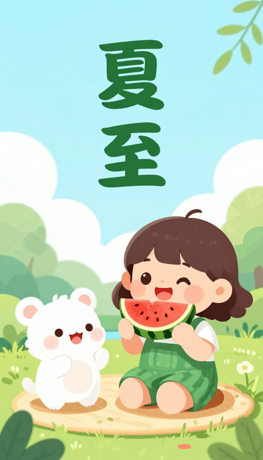 节气海报素材：夏至童趣：甜润清凉的夏日欢乐时光