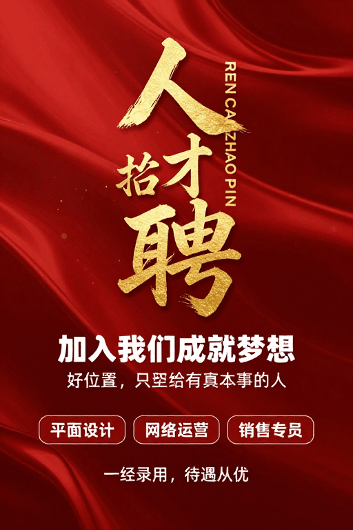 高端企业招聘红金质感视觉海报